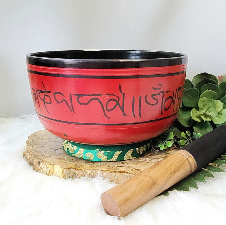 Chakra Tibetan Song Bowl with Pillow & Striker Red Meditiation Music Yoga Reiki Cleansing Natural Healing Gifts Metaphysical Spiritual