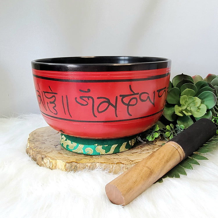 Chakra Tibetan Song Bowl with Pillow & Striker Red Meditiation Music Yoga Reiki Cleansing Natural Healing Gifts Metaphysical Spiritual