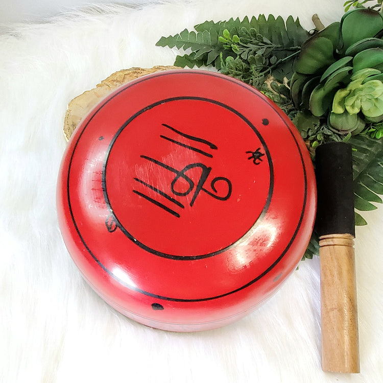 Chakra Tibetan Song Bowl with Pillow & Striker Red Meditiation Music Yoga Reiki Cleansing Natural Healing Gifts Metaphysical Spiritual