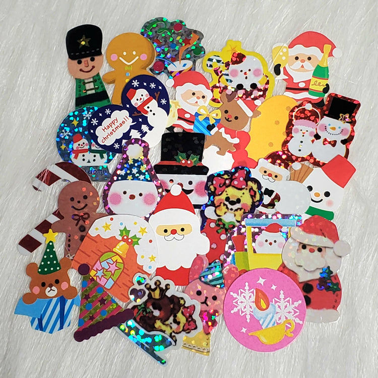 Retro Christmas Rare Kawaii sticker flake 25 Lot Sack Kamio Mind Wave Crux Vintage Hard to Find