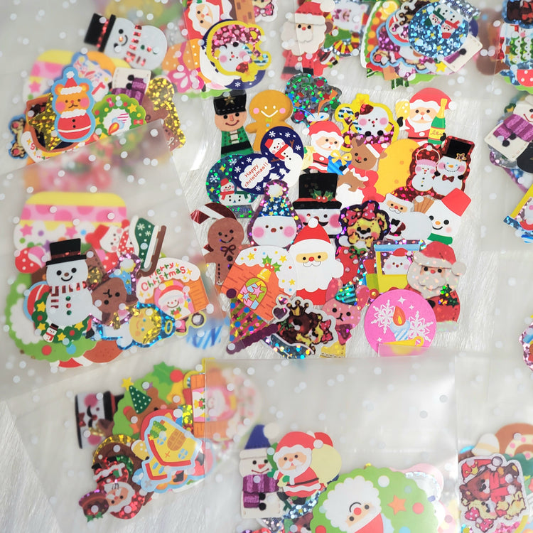 Retro Christmas Rare Kawaii sticker flake 25 Lot Sack Kamio Mind Wave Crux Vintage Hard to Find