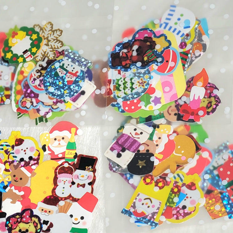 Retro Christmas Rare Kawaii sticker flake 25 Lot Sack Kamio Mind Wave Crux Vintage Hard to Find