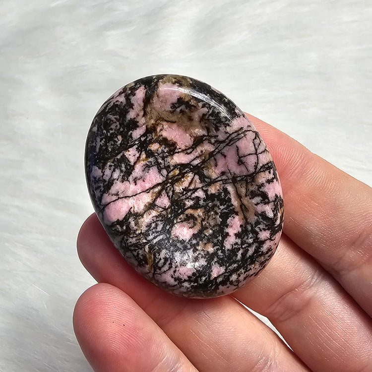 Rhodonite Beautiful Worry Pocket Stone Crystals Mineral BONUS Info Card Gifts