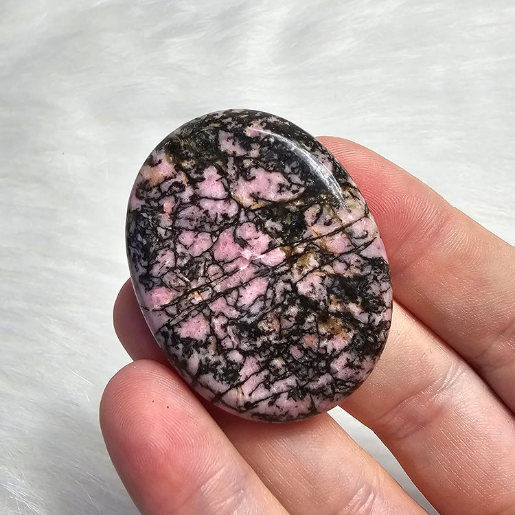Rhodonite Beautiful Worry Pocket Stone Crystals Mineral BONUS Info Card Gifts