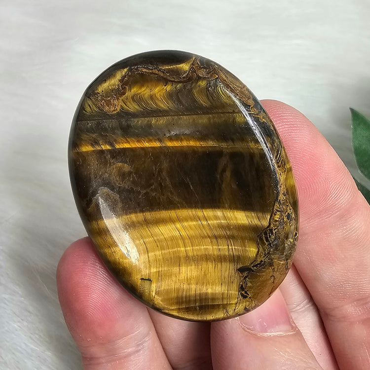 Tiger's Eye Worry Pocket Stone BONUS Info Card Gifts