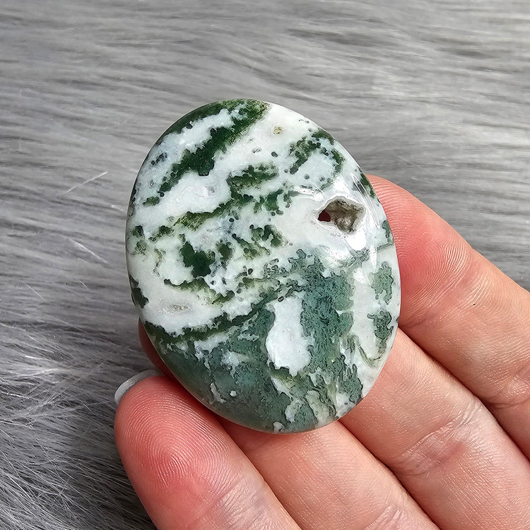 Moss Agate Worry Pocket Stone Crystals BONUS Info Card Gifts