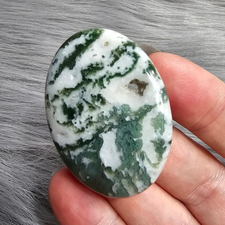 Moss Agate Worry Pocket Stone Crystals BONUS Info Card Gifts