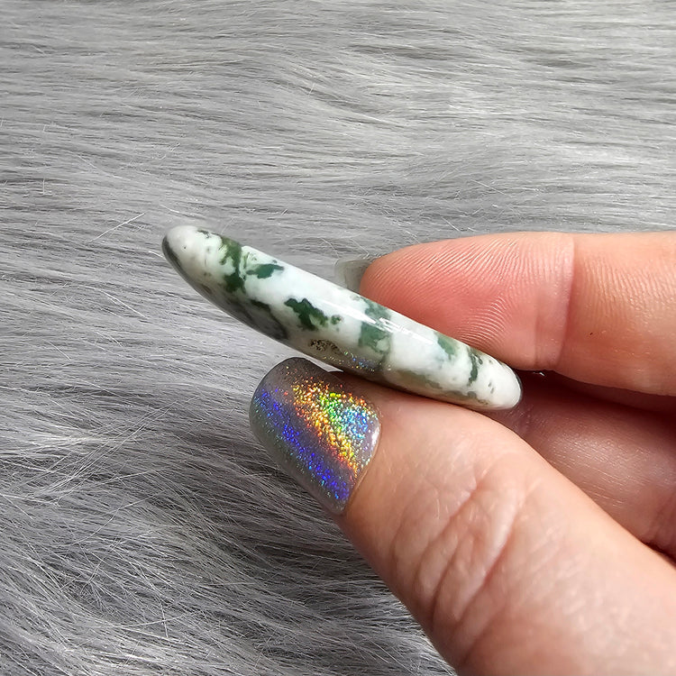 Moss Agate Worry Pocket Stone Crystals BONUS Info Card Gifts