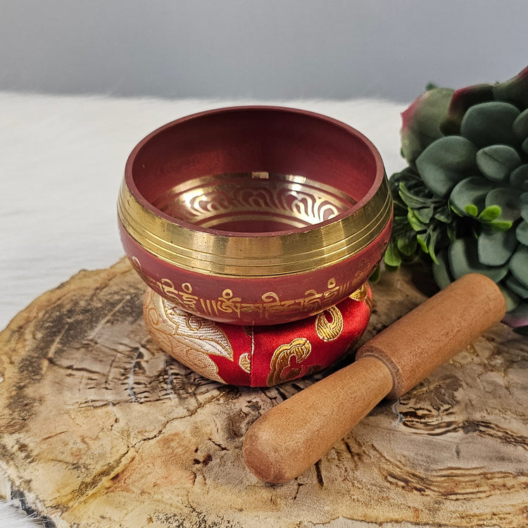 Chakra Tibetan Song Bowl Pillow & Striker Red Meditiation Reiki Cleansing Healing Spiritual