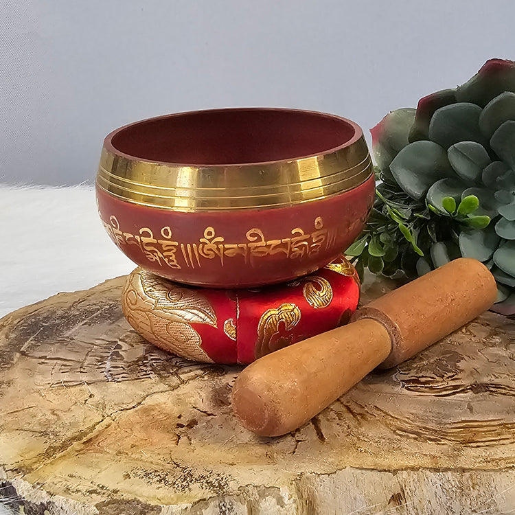 Chakra Tibetan Song Bowl Pillow & Striker Red Meditiation Reiki Cleansing Healing Spiritual