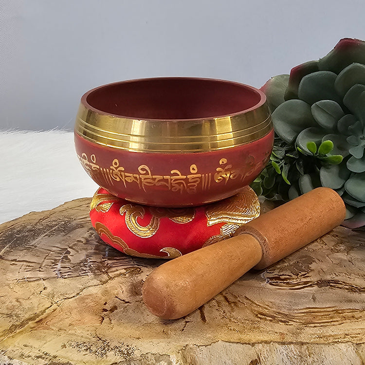 Chakra Tibetan Song Bowl Pillow & Striker Red Meditiation Reiki Cleansing Healing Spiritual