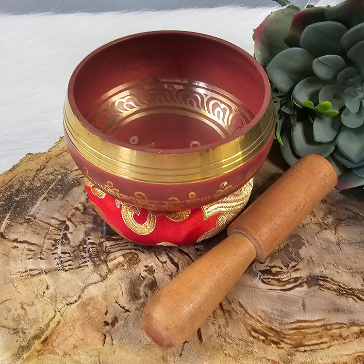 Chakra Tibetan Song Bowl Pillow & Striker Red Meditiation Reiki Cleansing Healing Spiritual