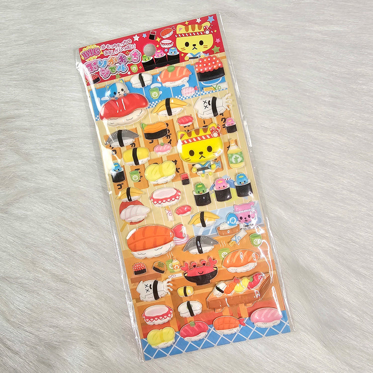 Nyan Sushi Puffy Stickers Sticker Sheet Lemon Co. Kawaii Japan