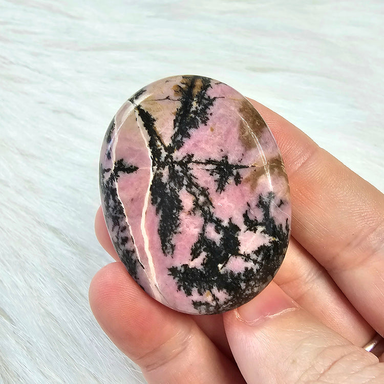 Rhodonite Beautiful Worry Pocket Stone Crystals Mineral BONUS Info Card Gifts