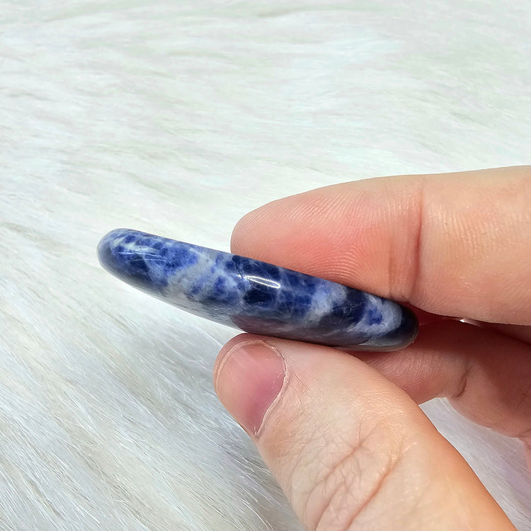 Sodalite Natural Worry Stone Handcrafted Thumb Pocket Stone Anxiety Relief Comfort Gifts BONUS Info Card