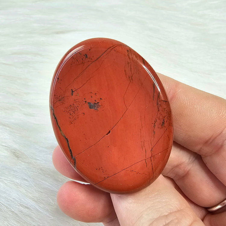 Red Jasper Natural Worry Stone Handcrafted Thumb Pocket Stone Anxiety Relief Comfort Gifts BONUS Info Card
