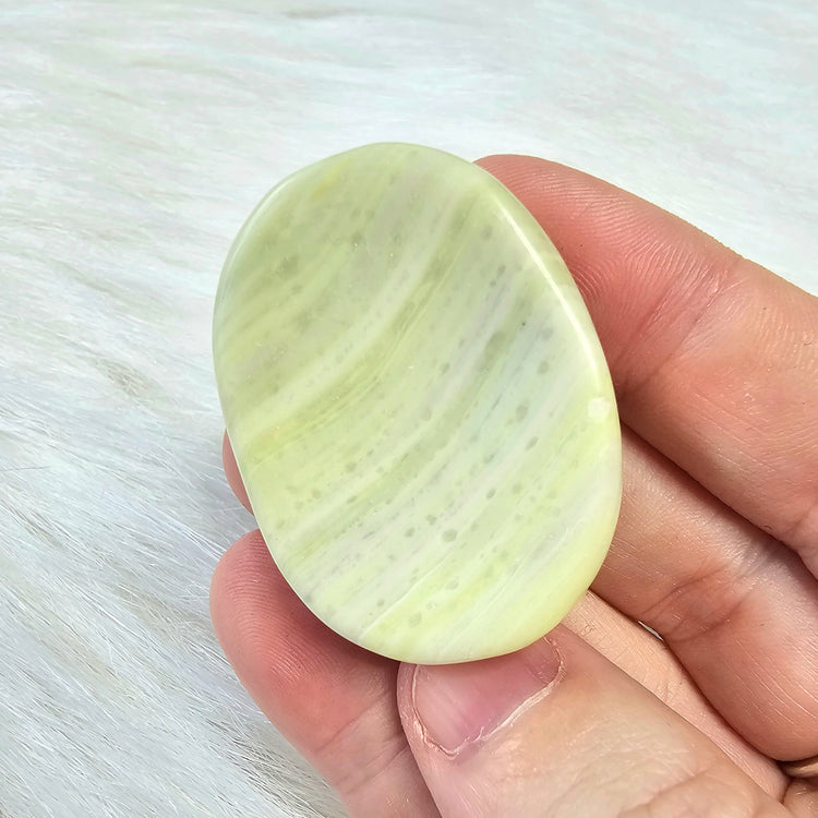 Serpentine Natural Worry Stone Handcrafted Thumb Pocket Stone Anxiety Relief Comfort Gifts BONUS Info Card