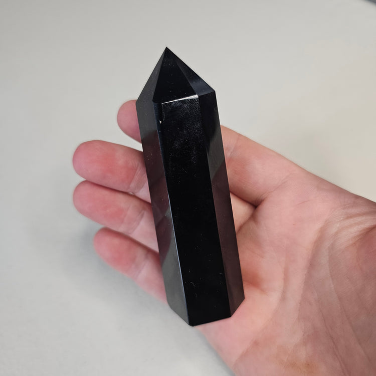 Black Obsidian Tower Point BONUS INFO CARD Crystals Minerals Stones