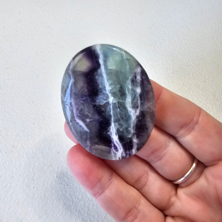 Rainbow Fluorite Worry Pocket Stone Crystals BONUS INFO CARD Gifts