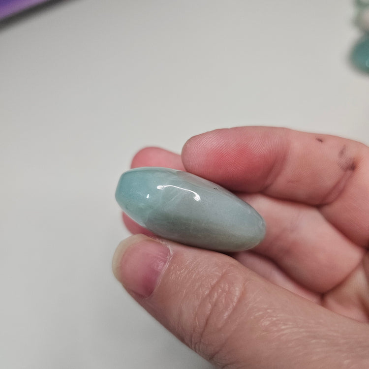 Green Flower Agate Palm Pocket Stone Tumbler Crystals Minerals Stones Natural