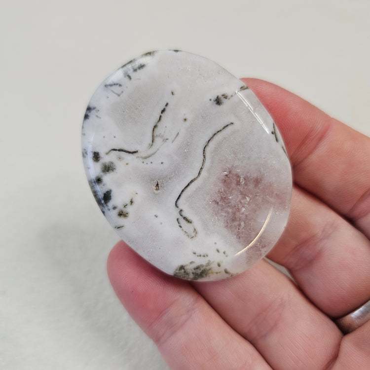 Moss Agate Worry Pocket Stone Crystals BONUS Info Card Gifts