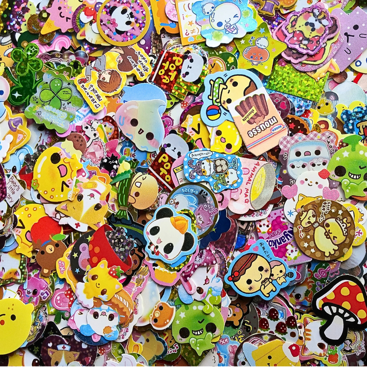 Kawaii Sticker Flakes 40 Lot Sack San-x Kamio Mind Wave Q-lia Crux Vintage Gifts Collectible