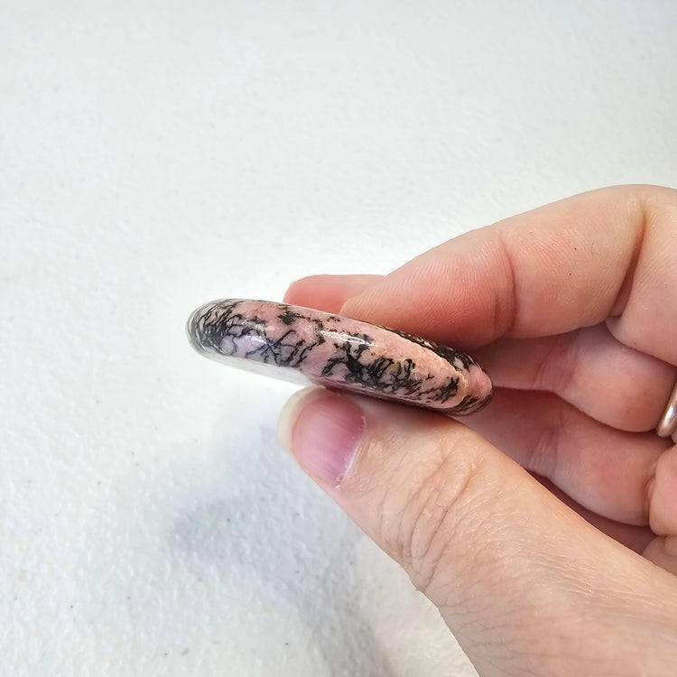 Rhodonite Handcrafted Thumb Pocket Worry Stone Anxiety Relief Comfort Gifts BONUS Info Card