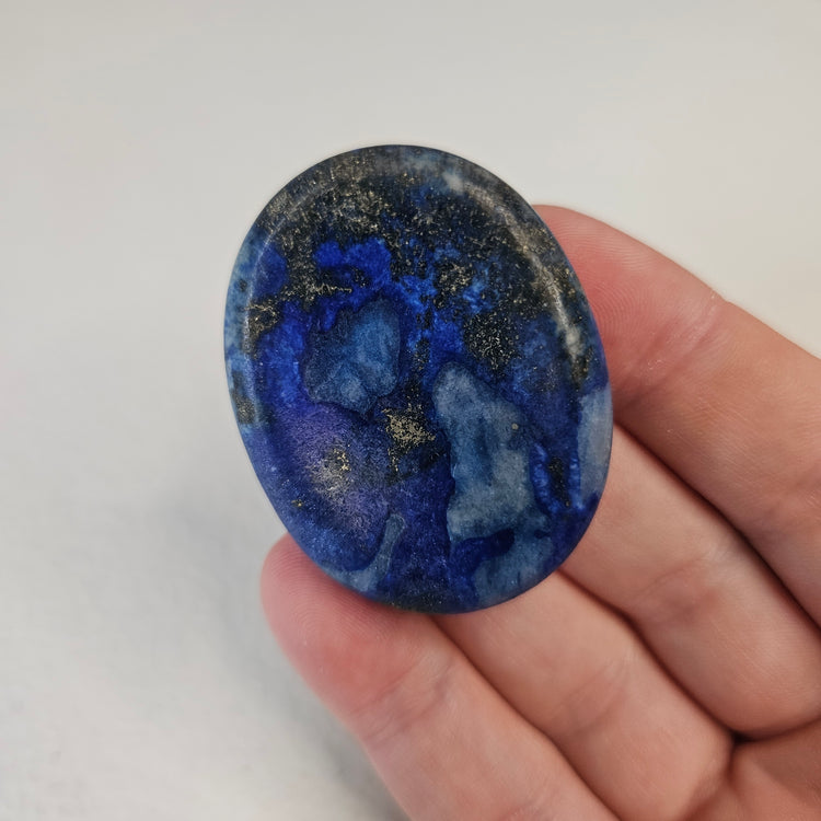 Lapis Lazuli Worry Pocket Stone Pyrite Crystal BONUS Info Card Gifts