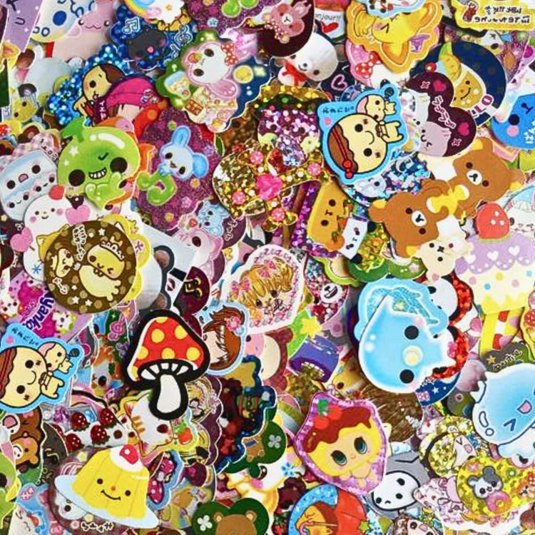 Kawaii Sticker Flakes 40 Lot Sack San-x Kamio Mind Wave Q-lia Crux Vintage Gifts Collectible