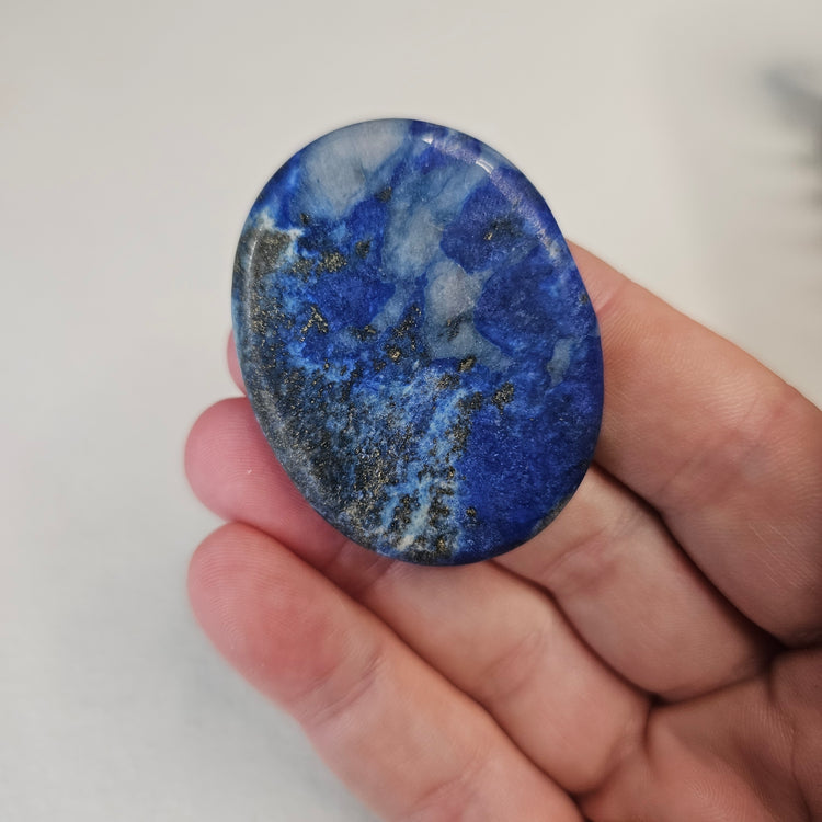 Lapis Lazuli Worry Pocket Stone Pyrite Crystal BONUS Info Card Gifts