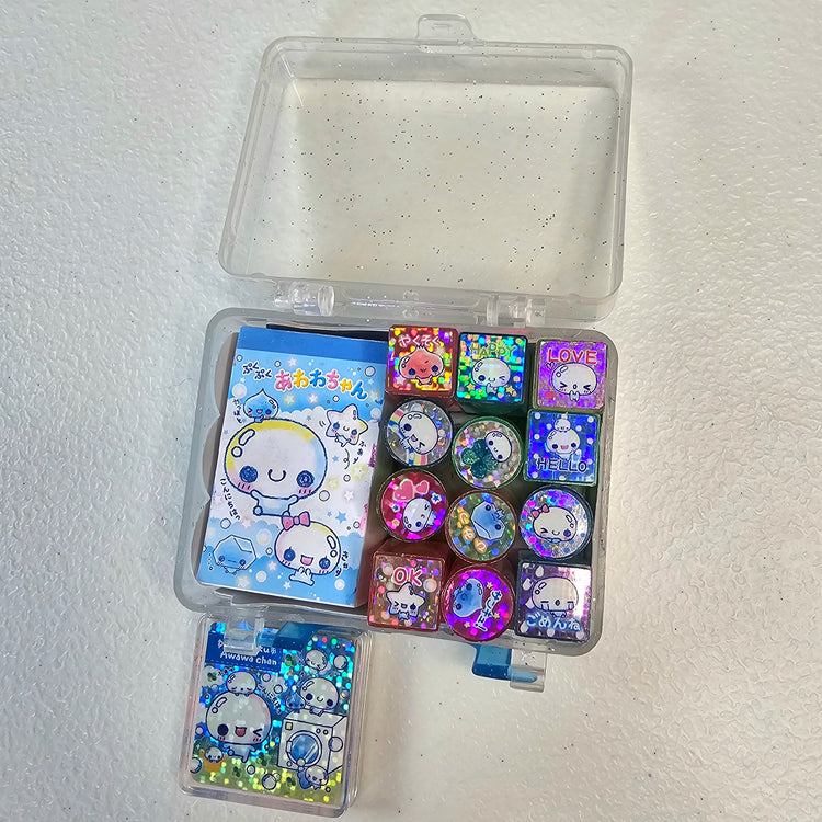 Awawa chan Kawaii Stamp set stampers Japan Retro Collectible Gifts Planner Used