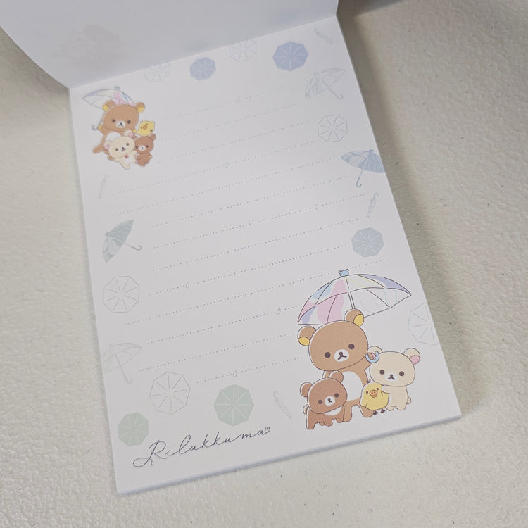 San-x Rilakkuma Large Memo Pad Rain Kawaii Stationery Notepad Collectible Gifts