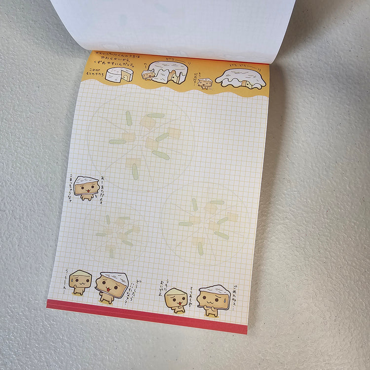 Cheese Family Large Memo Pad Sticker Page Kawaii Stationery Notepad Used