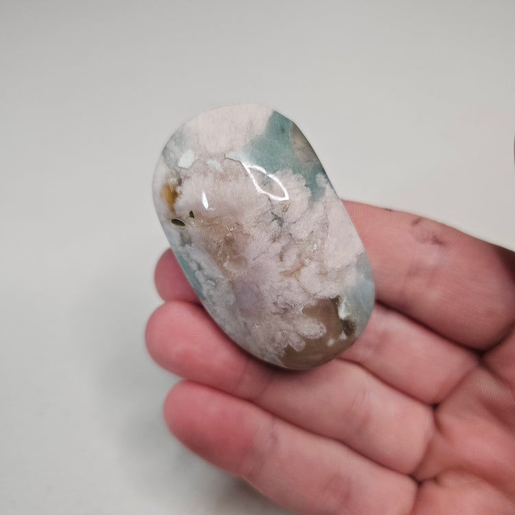 Green Flower Agate Palm Pocket Stone Crystals Minerals Stones Natural