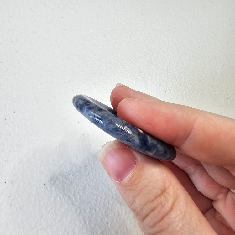 Sodalite Natural Worry Stone Handcrafted Thumb Pocket Stone Anxiety Relief Comfort Gifts BONUS Info Card