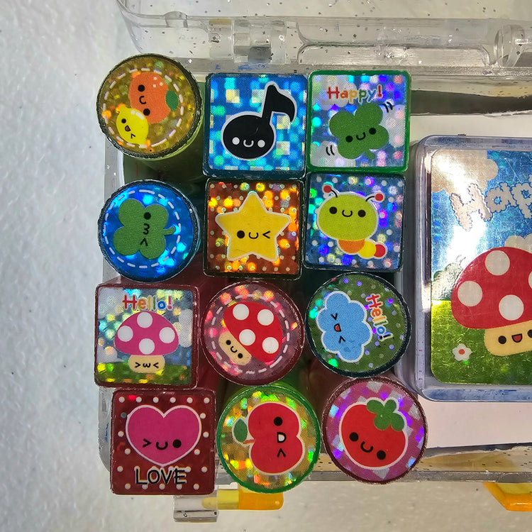 Happy Kawaii Stamp set stampers Japan Retro Collectible Gifts Planner Used