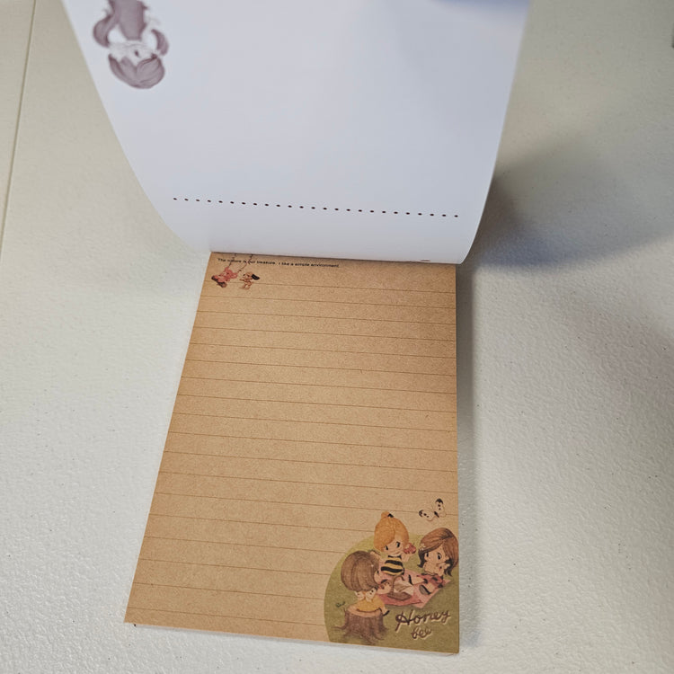 Honey Bee Large Memo Pad Post Card Kawaii Stationery Notepad Used