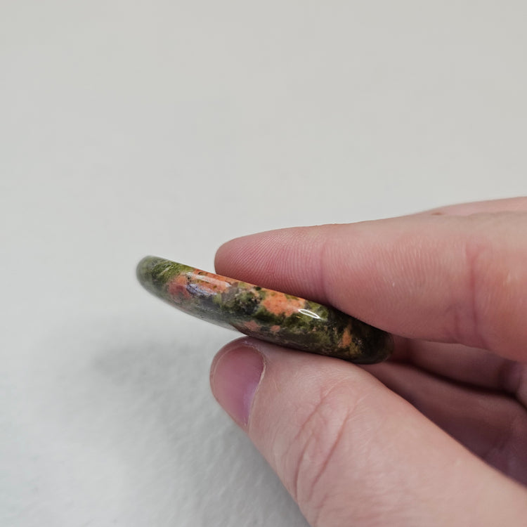 Unakite Natural Worry Stone Handcrafted Thumb Pocket Stone Anxiety Relief Comfort Gifts BONUS Info Card