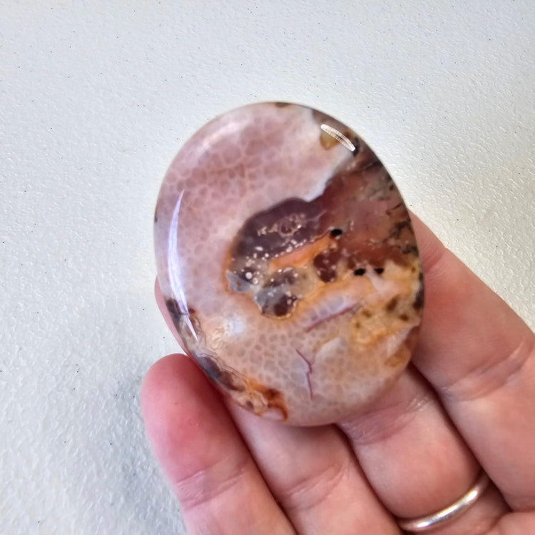 Fire Agate Worry Pocket Stone Crystals Stones BONUS INFO CARD Gifts