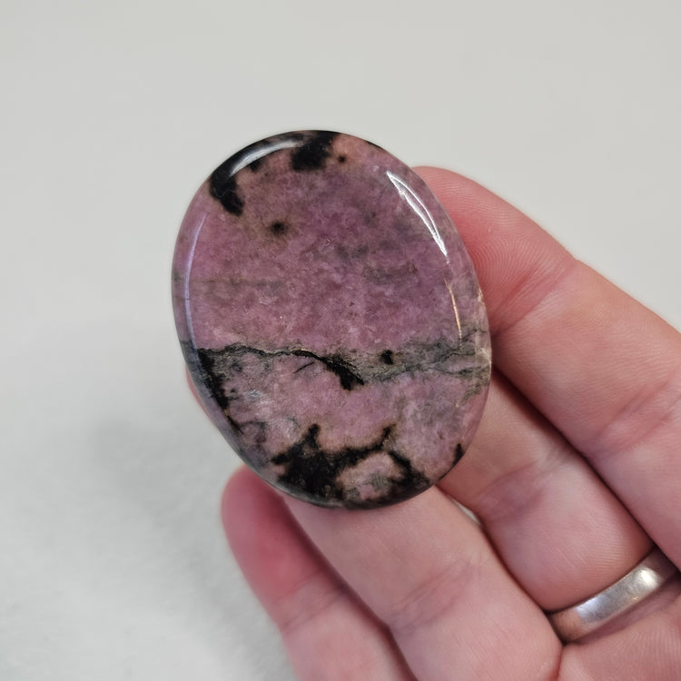 Rhodonite Handcrafted Thumb Pocket Worry Stone Anxiety Relief BONUS Info Card