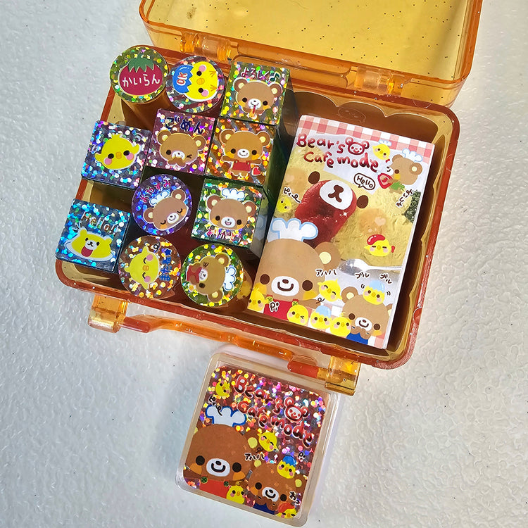 Bear's Cafe Mode Kawaii Stamp set stampers Japan Retro Collectible Gifts Planner Used