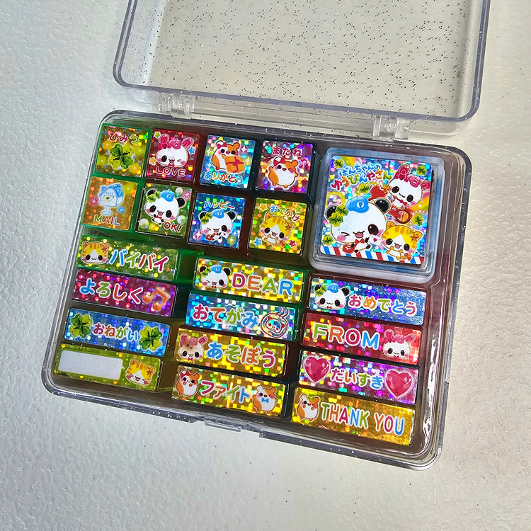 Happy Mail Kawaii Stamp set stampers Japan Retro Collectible Gifts Planner Used