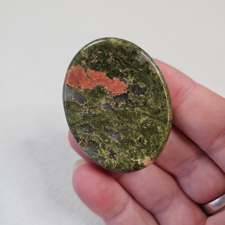 Unakite Natural Worry Stone Handcrafted Thumb Pocket Stone Anxiety Relief Comfort Gifts BONUS Info Card
