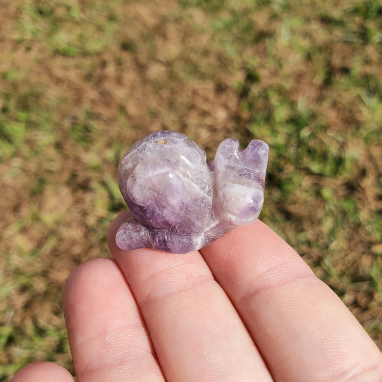 Chevron Amethyst Happy Snail Mail Carving Crystals Minerals Collectible Gifts