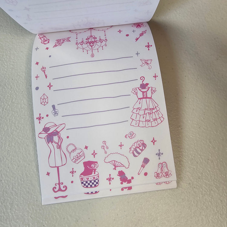 Princess Dream Large Memo Pad Sticker Page Kawaii Stationery Notepad Collectible
