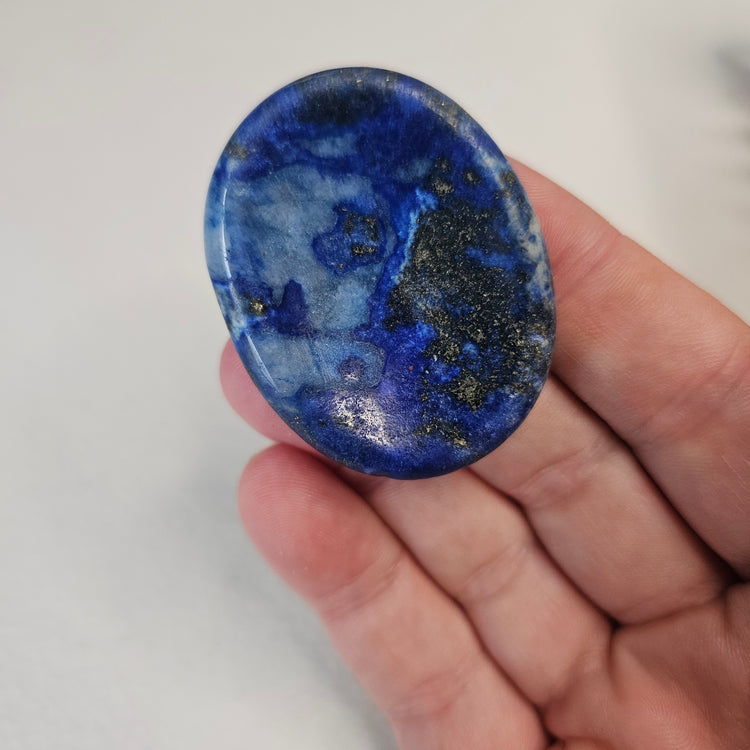Lapis Lazuli Worry Pocket Stone Pyrite Crystal BONUS Info Card Gifts