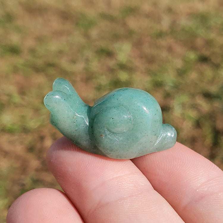 Green Aventurine Happy Snail Mail Carving Crystals Minerals Collectible Gifts