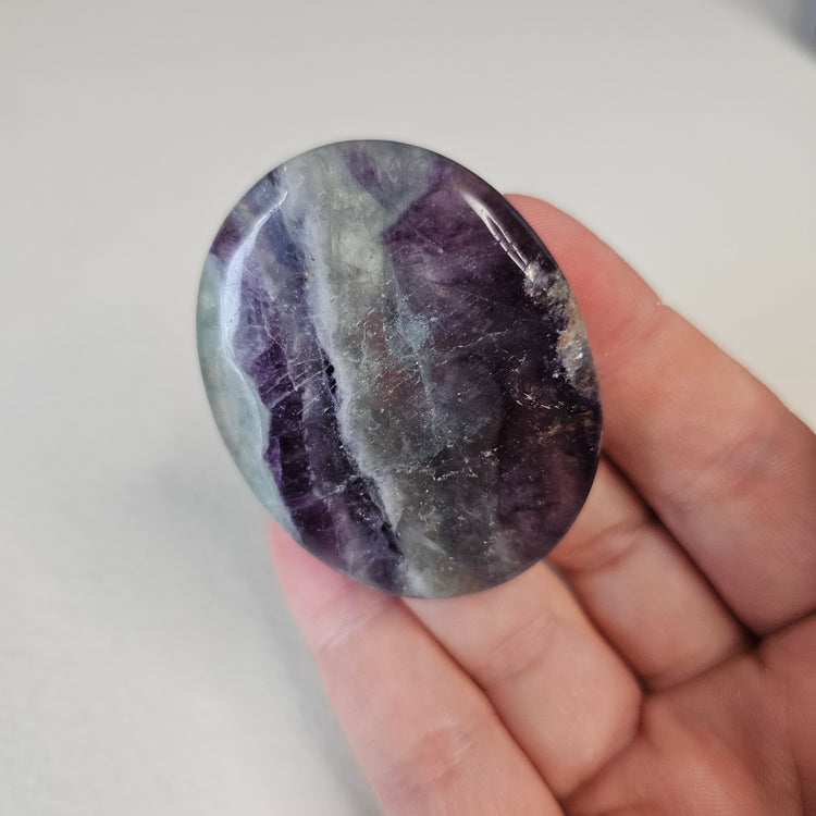 Rainbow Fluorite Worry Pocket Stone Crystals BONUS INFO CARD Gifts