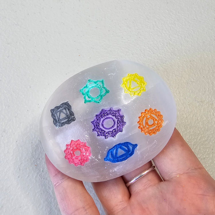 Selenite Chakra Palm Stone Crystals Minerals Natural Nature Reiki Collectible