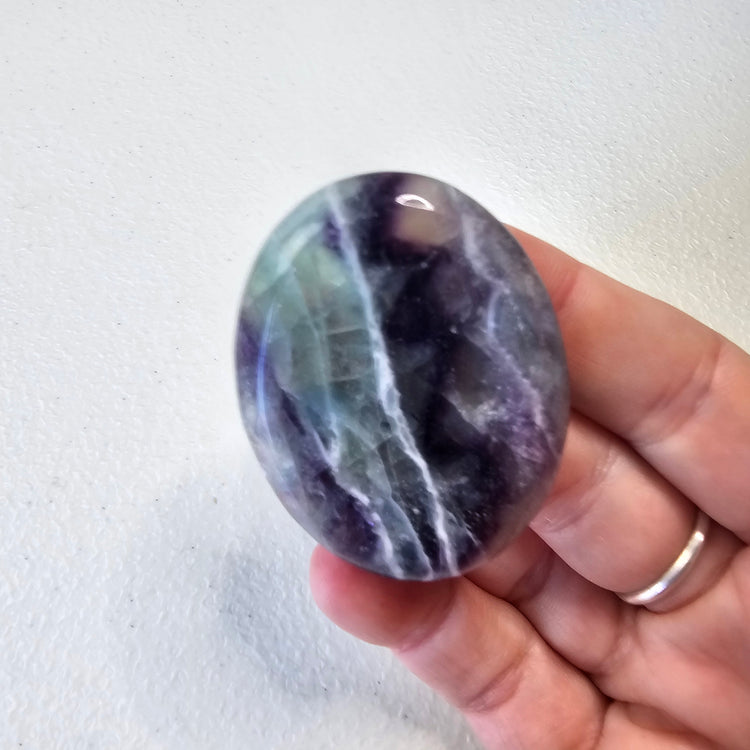 Rainbow Fluorite Worry Pocket Stone Crystals BONUS INFO CARD Gifts